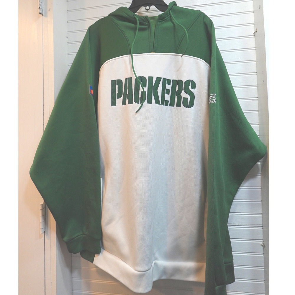 Vintage Green Bay Packers Hoodie Men's 2XL Y2K Reebok Official NFL Team Apparel